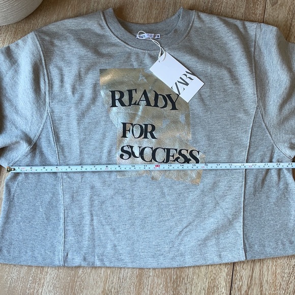 ZARA Cropped Gray Sweatshirt Size L - Picture 3 of 9